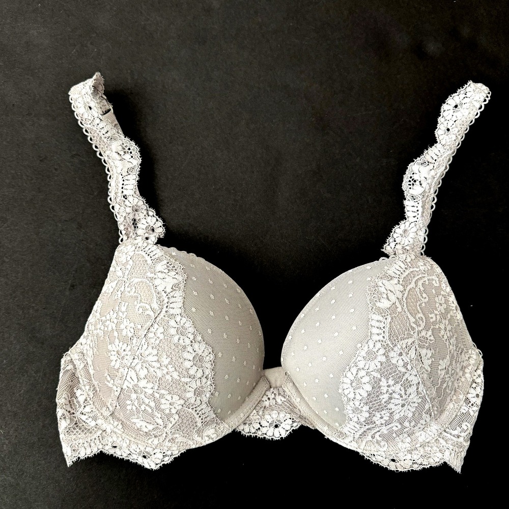 Victoria Secret Dream Angel Lace Push Up Bra 32 D Underwire Padded Cup Multi Way